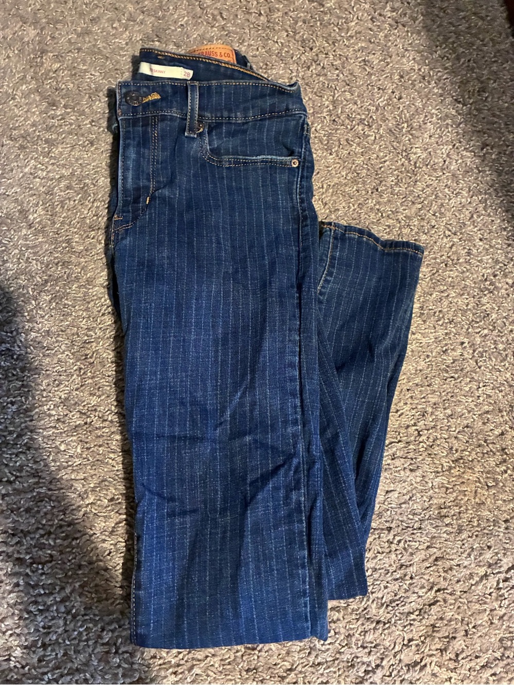 Levi's Women's Navy Blue Pinstripe Skinny Jeans